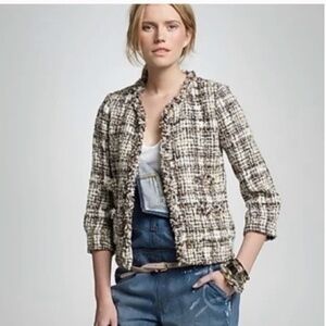 J.Crew Collection Dauphine Tweed Fringe Metallic Thread Jacket Size 6